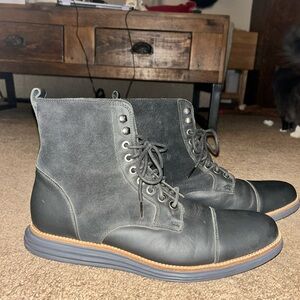 Cole Haan Grand OS Boots II Men's 11M Black Leather Waterproof Cap Toe C23502